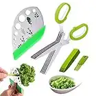 BENEKIY Scissors Herb Stripper Tools Kits 5-Blades Stainless Steel Scissors with Kitchen Herb Stripping Tool, Safe Cover, Cleaning Comb Multipurpose Kitchen Chopping Shear, Mincer