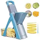 Upgrade Safe Mandoline Slicer Plus for Kitchen, SupMaKin Bigger Port Vegetable Food Potato Chopper, Adjustable Thickness, Julienne & Dicer Salad Making Chopping Artifact (Blue)