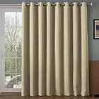 RHF Wide Thermal Blackout Patio Door Curtain Panel, Sliding Door Insulated Curtains,Thermal Curtains,Extra Wide Curtains:100W by 84L Inches-Beige