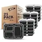 Freshware Meal Prep Containers [21 Pack] 3 Compartment with Lids, Food Storage Containers, Bento Box, BPA Free, Stackable, Microwave/Dishwasher/Freezer Safe (24 oz)