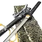 Handgeschmiedetes roh aussehendes Japanisches Samurai-Schwert Full Tang 1060 Kohlenstoffstahl Sonnenblumeneisen Tsuba geschärftes Flexibles echtes Katana Schwert