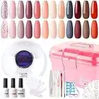 Candy Lover Gel Nail Polish Set Starter Kit with Nail Lamp Dryer 12 Colors Soak Off Gel Polish Starter Home Kit with Base Top Coat Matte Top Gel Polish Set, Nail Art Accessories Storage Box, Manicure Gift for Girls Women