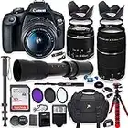 Canon EOS Rebel T7 DSLR Camera with 18-55mm is II Lens + Canon EF 75-300mm III Lens & 420-800mm Preset Telephoto Zoom Lens + 32GB Memory + Filters + Spider Tripod + Professional Bundle