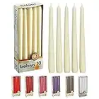 BOLSIUS Ivory Taper Candles - 10 Pack Unscented 10 Inch Dinner Candle Set - 8 Hours Burn Time - Premium European Quality - Smokeless and Dripless Household, Wedding, Party, and Home Décor Candlesticks