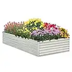 Raised Garden Bed 8x4x1.5ft Galvanized Raised Garden Beds Outdoor for Vegetables Gardening Flowers 18inch Tall Deep Root Raised Bed Planter Box - Metal Raised Garden Bed Kit with Gloves - Galvanized