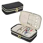 Teamoy Double Layer Jewelry Organizer, Quilted Jewelry Travel Case for Rings, Necklaces, Earrings, Bracelets and More, Black-Bag Only