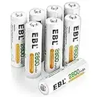 EBL 1.2V AA Batterie Ricaricabili con 1200 Tech, Pile Ricaricabili da 2800mAh Ni-MH con Comodo Astuccio, Confezione da 8 pezzi