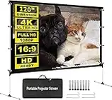 Beamer Leinwand 120 Zoll mit Ständer Projektionsleinwand - Knitterfreier 16:9 4K HD Leinwand Beamer für Outdoor Indoor Film Camping Projector Screen mit Tragetasche