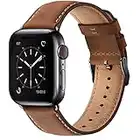 WFEAGL Lederarmband Kompatibel mit Apple Watch Armband 49mm 44mm 45mm 42mm,Echtes Lederband Ersatzarmband Herren Damen Armbands für iWatch Series Ultra SE 8 7 6 5 4 3 2 1,Rotbraun