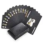 Joyoldelf Cool Black Playing Cards, Gold Foil Waterproof Deck of Cards with Gift Box, Magic Poker Cards, Perfect for Party and Game (Painted Version)