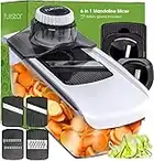 6-in-1 Mandoline Vegetable Slicer Spiralizer - Kitchen Mandolin Slicer Food Slicer Veg Slicer Mandoline Slicer Professional Onion Slicer Julienne Slicer Potato Slicer Salad Slicer Cheese Grater