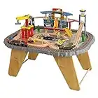 KidKraft 17564 Ensemble table circuit de train en bois Transportation Station, jouet enfant incluant 58 pièces