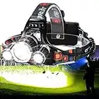 ABUSVEX Headlamp,USB Rechargeable LED Head Lamp,Ultra Bright CREE 80000 Lumen Head Flashlight.Headlamps for Adults,Camping, Outdoors & Hard Hat Work,Zoomable IPX45 Headlight.