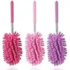 TIMIVO Microfiber Duster for Cleaning, Dusters with Telescoping Extension Pole, Extendable Washable Mini Dusters for Cleaning Car, Window, Furniture, Office (Pink Purple Rose red)
