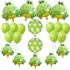 21 Pieces Frog Balloons Set 4 Big Green Frog Aluminum Foil Balloons And 5 Mini Green Frog Aluminum Foil Balloons Animal Themed Party Baby Shower School Party Supplies