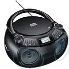 Gueray Lettore CD Boombox Portatile Altoparlante Audio Stereo con Bluetooth con Lettore CD Radio AM/FM USB Riproduzione MP3 Ingresso AUX da 3,5 mm Jack per cuffie Display LCD