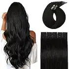 Aison Tape in Brazilian Human Hair Extensions Remy Human Hair Glue in Hair Extensions Balayage Seamless Silky Straight Skin Weft 100% Natural Hair(16Inch #1B Natural Black 20pcs 30g)