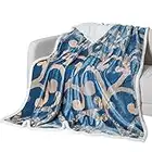 Queenshin Manta Sherpa Franela Azul Mexicana Súper Suave y Calentitas, Manta Polar Felpa Reversible Decorativas para Sofa Cama 150 x200 cm