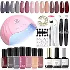 modelones Gel Nail Polish Kit with U V Light 48W Nail Dryer 7 Nude Colors Gel Nail Polish Set, No Wipe Base Top Coat, Nail Primer, Nail Art Decorations, Integrated Manicure Tools Kit,Mothers Day Gift