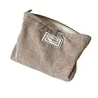 Kosmetiktasche Cord-Kosmetiktasche Massivfarbe Waschbeutel Tuch Tasche Clutch Reise Makeup Lagerung Organizer Mädchen Schönheitsfall (Color : Khaki, Size : 27x18x5cm)