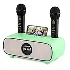 Karaoke Profesional,máquina de Karaoke portátil con Bluetooth,Altavoz con microfono inalambrico,microfono niña Altavoces,Dual UHF para TV, Cantar, Karaoke, Fiesta, Boda, Discurso(Verde)