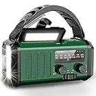 Wholede 10000mAh Kurbelradio, AM/FM Tragbar Notfallradio mit Handyladefunktion Solar Radio Dynamo Notfallset mit Taschenlampe Leselampe SOS Alarm Kompass für Camping, Ourdoor, Notfall