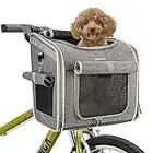 BABEYER Cesta de bicicleta para perro, mochila expandible de lados suaves con 4 puertas abiertas, 4 ventanas de malla para perros pequeños, gatos, cachorros, color gris