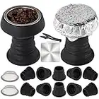 Hookah Accessories Set Shisha Tobacco Bowl Kit with 2 Black Clay Bowls, 50 Heavy Duty Aluminum Foils, 10 Rubber Grommet Seal, 1 Steel Charcoal Tong (Black Clay)