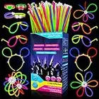 Millegu 230 Fluo Party Kit, Braccialetti Luminosi Fluorescenti Bambini Adulti Starlight Glow Sticks e Connettori per Bracciali Occhiali Gadget per Comleanno Feste Carnevale Capodanno Pasqua