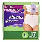 Always Discreet Adult Incontinence & Postpartum Underwear for Women, Maximum, Large, 17 Count
