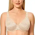 DELIMIRA Donna Reggiseno Taglie Forti Senza Imbottitura con Ferretto Senza Cuciture Beige 2D