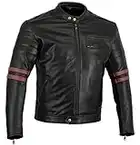 Bikers Gear The Rocker Motorcycle Black Leather Cafe Racer Jacket CE1621-1 PU Armour, OxBlood UK 40 EU 50 Large