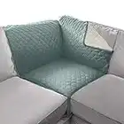 Sofa Shield Patented Sectional Couch Cover, Reversible Corner L Shaped Slipcover, Soft Quilted Microfiber, Durable Tear Resistant Furniture Stain Protector with Straps, Washable, 30x30, Seafoam Cream