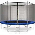 YAKEY Trampoline 10FT 12FT 14FT 15FT Recreational Trampolines with Safety Enclosure Net, ASTM Approved Combo Bounce Outdoor Waterproof Trampoline with Ladder for Kids Family Happy Time