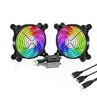 upHere U1207 USB Fan Dual-Ball Bearings,Rainbow LED,Multi-Speed Control,Silent 120mm Fan for Computer Cases Computer Cabinet Playstation Xbox Cooling