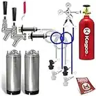 Kegco 3P2SHCKBALLKEG5T Kegerator Kit, 2-Tap, Chrome