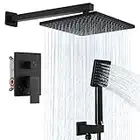 KES Shower Faucet Shower System Bathroom Rainfall Shower Head Rain Mixer Shower Combo Set Wall Mount Matte Black (Including Shower Faucet Rough-in Valve Body and Trim), XB6223-BK