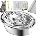 ORSDA Cat Water Fountain Stainless Steel, 67oz/2L Pet Water Fountain for Cats Inside, Automatic Dog Water Dispenser Bowl with 6pcs Filters, a Silicone Mat, Quiet, Easy Clean&Dishwasher Safe