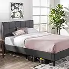 ZINUS Lottie Upholstered Platform Bed Frame / Mattress Foundation / Wood Slat Support / No Box Spring Needed / Easy Assembly, Grey, Twin