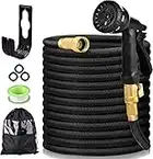 Garden Hose 100FT, Lightweight Kink Free Expandable Water Hose with 8 Function Spray Nozzle and Solid Brass Fittings, 3-Layer Latex Core RetractableFlexible Hose Pipe