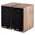 AUNA Linie-501 BS-WN Paire d'enceintes passives à 2 Voies (avec subwoofer bassreflex 10cm intégré, Pieds caoutchoutés Anti-dérapants, 140W RMS) - Noix