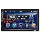 Camecho Bluetooth Car Stereo 7 Inch Touch Screen Double Din Car Stereo with Backup Camera Support Mirror Link for Android & IOS/with FM Radio/USB Phone Charging + Microphone + 2 Din Frame