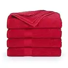 Ample Decor Bath Towels 30 X 54 Inch 100% Cotton 600 GSM, Oeko Tex Certified Absorbent Soft Premium Quality Durable Machine Washable, Ideal Bathroom, Pool, Hotel, Spa - Red