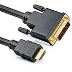 deleyCON 1m Câble HDMI vers DVI DVI-D DVI-I High Speed 3D Ready Câble Adaptateur 1080p Full HD HDTV 3D Beamer Laptop Monitor TV PS 4 360 - Noir