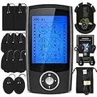 TENS Unit Dual Channels 24 Modes 20 Level Intensity TENS Machine TENS & EMS Unit Muscle Stimulator Machine with 10 Pads Electronic Pulse Massager, Home Use Portable Pain Relief Therapy Device (Black)