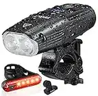 Yosky USB Rechargeable Bike Light Set - 1000LM Smart Led Bicycle Headlight Free Tail Light - Super Bright Bike Light Front and Rear - 4 Light Mode Safety Commuter Bike Light for All Bikes