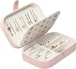 Lrikas Scatole Portagioie Gioielli da Viaggio da Donna Organizzatore da Ragazza Custodia Piccola da Gioielleria per Anelli Orecchini Collane Bracciali, 16,5 x 11,5 x 5,5 cm (Rosa)