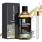 MAYJAM Huiles Essentielles Eucalyptus 100 ml, 100% Naturelles Pures Huile Essentielle D'aromathérapie de Qualité Thérapeutique, Huiles Parfumées pour Diffuseur Humidificateur Détente Cadeaux Parfaits