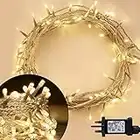 ANSIO® Christmas Lights 100 LED 10m/32ft Christmas Tree Lights for Indoor & Outdoor Warm White Decorations Fairy String Lights for Xmas Garden Bedroom & Party | Mains Powered Clear Cable