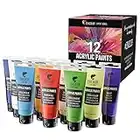 Zenacolor Acrylic Paint Sets for Adults 12 x 120 ml Tubes - 12 Colours of Acrylic Paints for all Artists